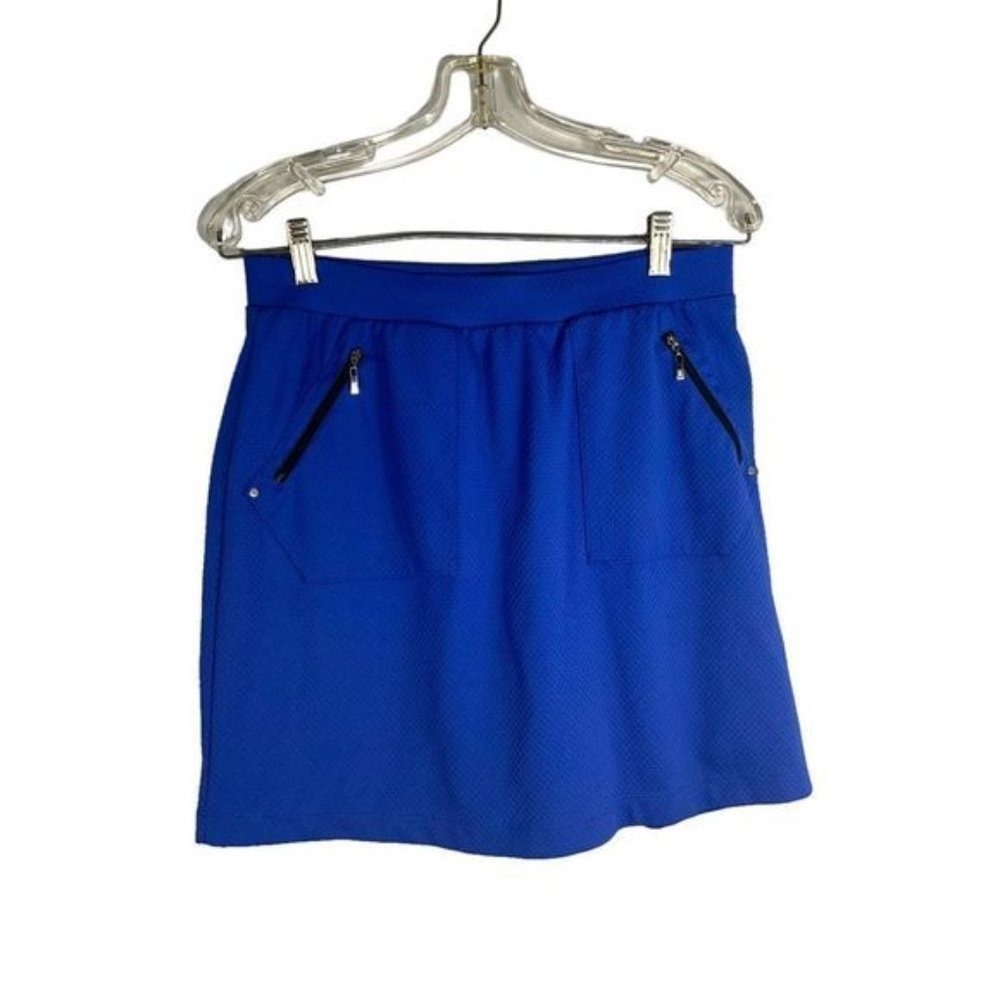 TAIL golf skort embossed cerulean blue metal zipper pockets 17 inch size M